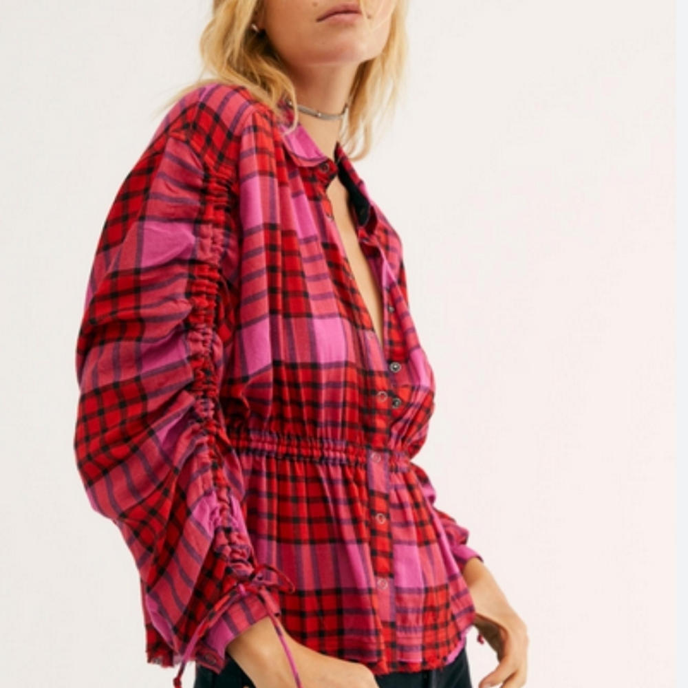 Free People We The Free Pacific Dawn Plaid Shirt